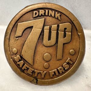 Antique Vintage Rare 1930s Safety First 7up School Street Sidewalk Marker Bronze